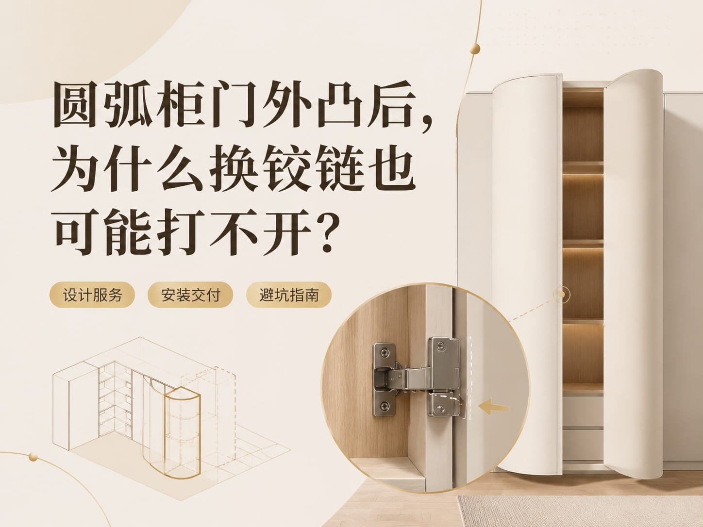 圆弧柜门外凸后，为什么换铰链也可能打不开？