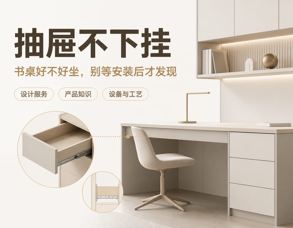 抽屉不下挂：书桌好不好坐，别等安装后才发现