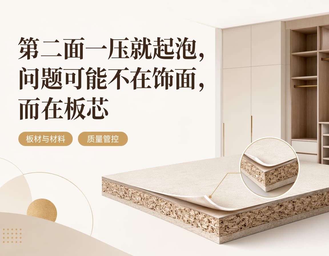 第二面一压就起泡,问题可能不在饰面,而在板芯