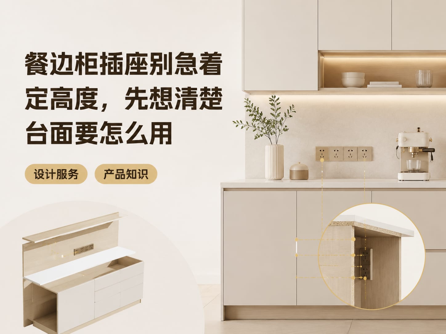 餐边柜插座别急着定高度，先想清楚台面要怎么用