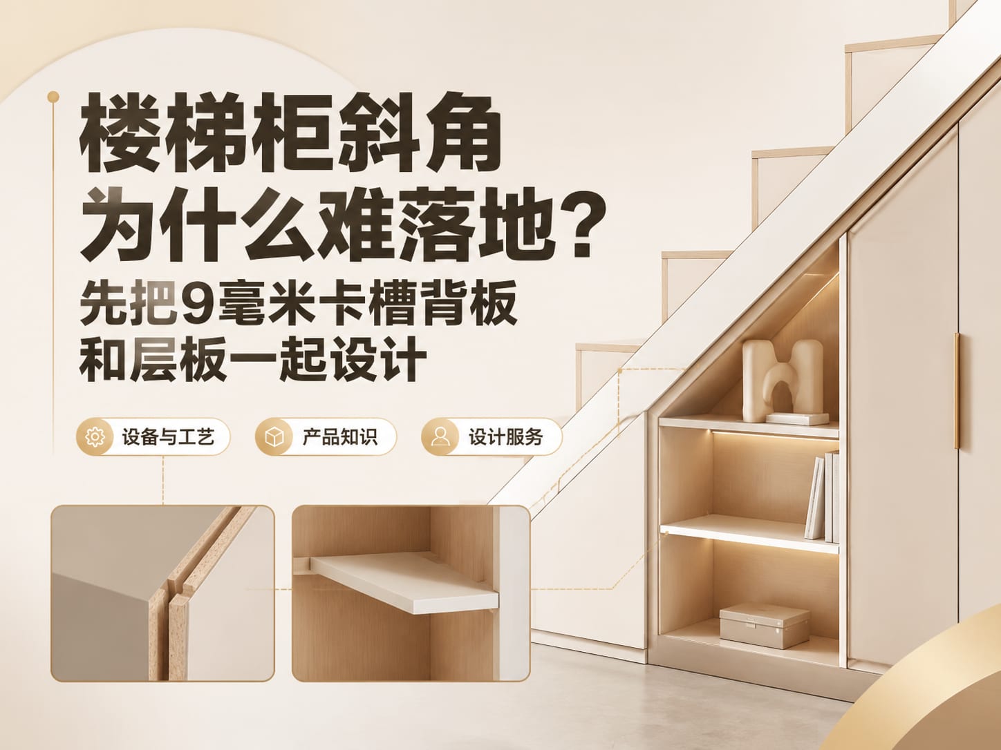 楼梯柜斜角为什么难落地？先把9毫米卡槽背板和层板一起设计