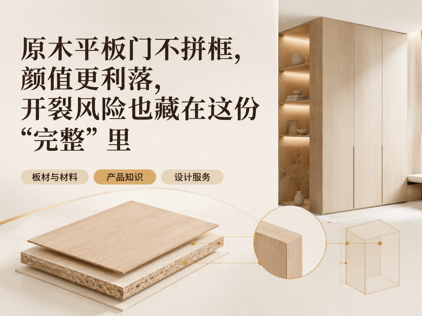 原木平板门不拼框,颜值更利落,开裂风险也藏在这份“完整”里