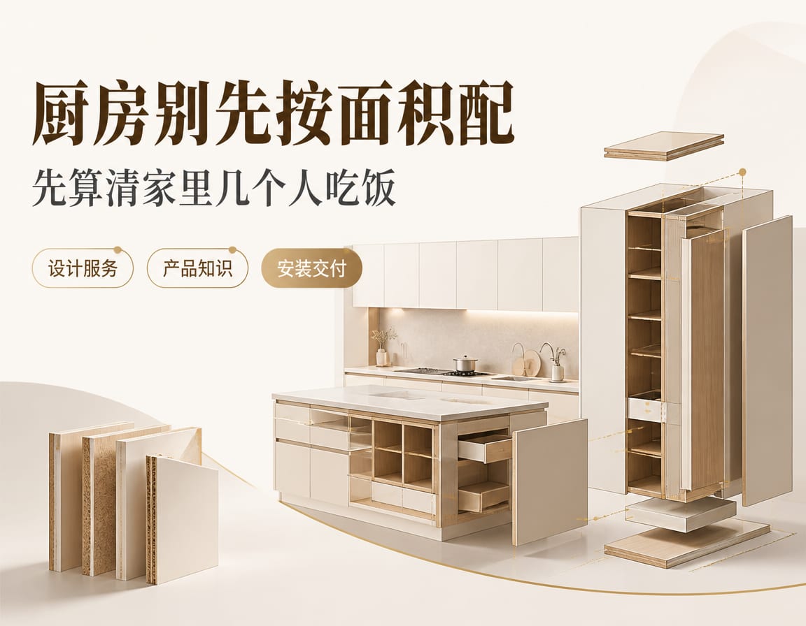 厨房别先按面积配：先算清家里几个人吃饭