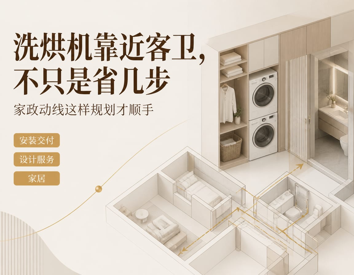 洗烘机靠近客卫,不只是省几步:家政动线这样规划才顺手