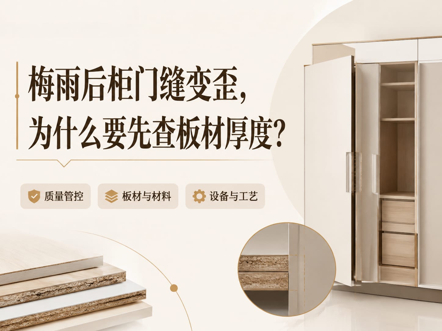 梅雨后柜门缝变歪，为什么要先查板材厚度？