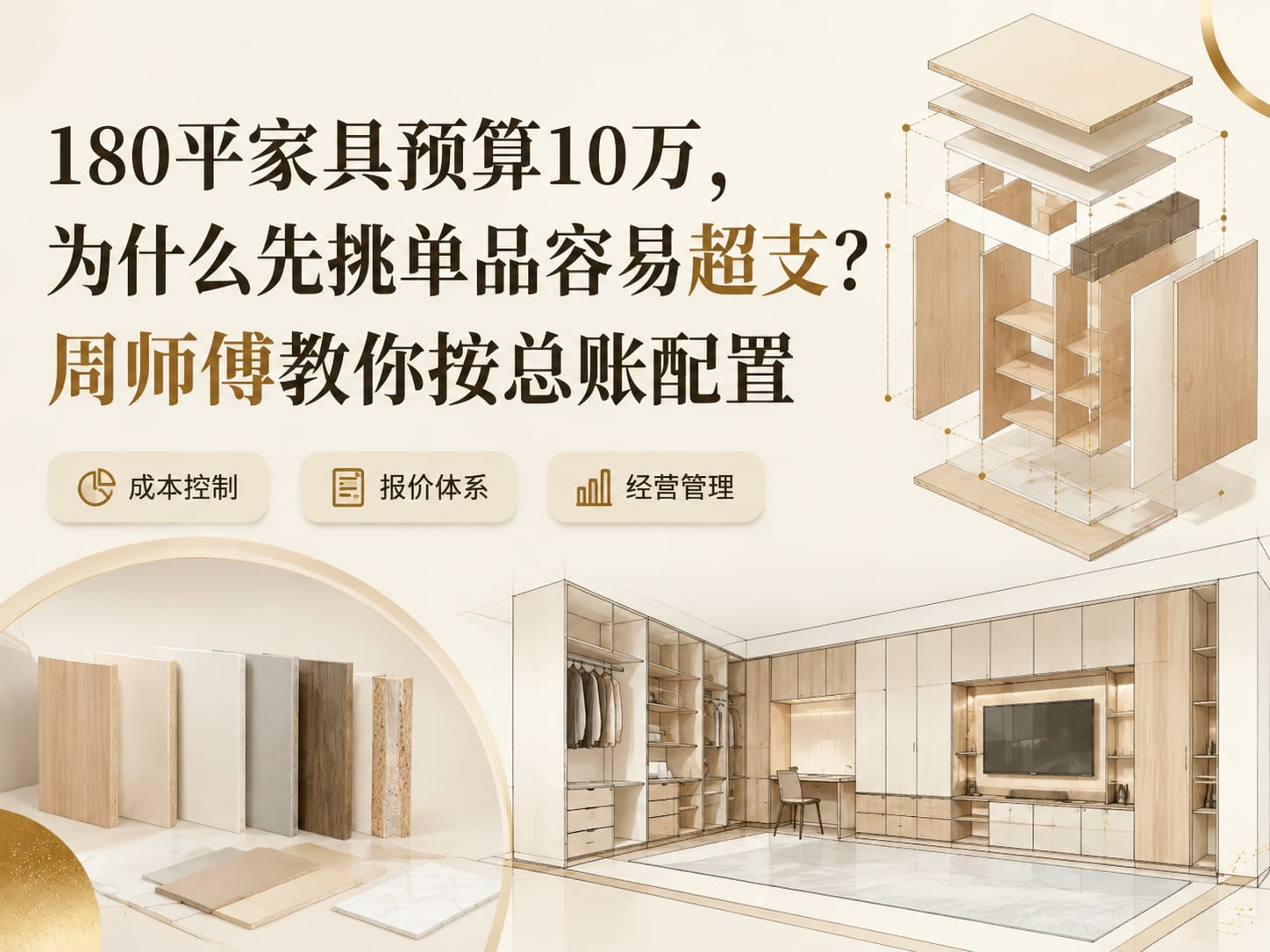 180平家具预算10万，为什么先挑单品容易超支？周师傅教你按总账配置
