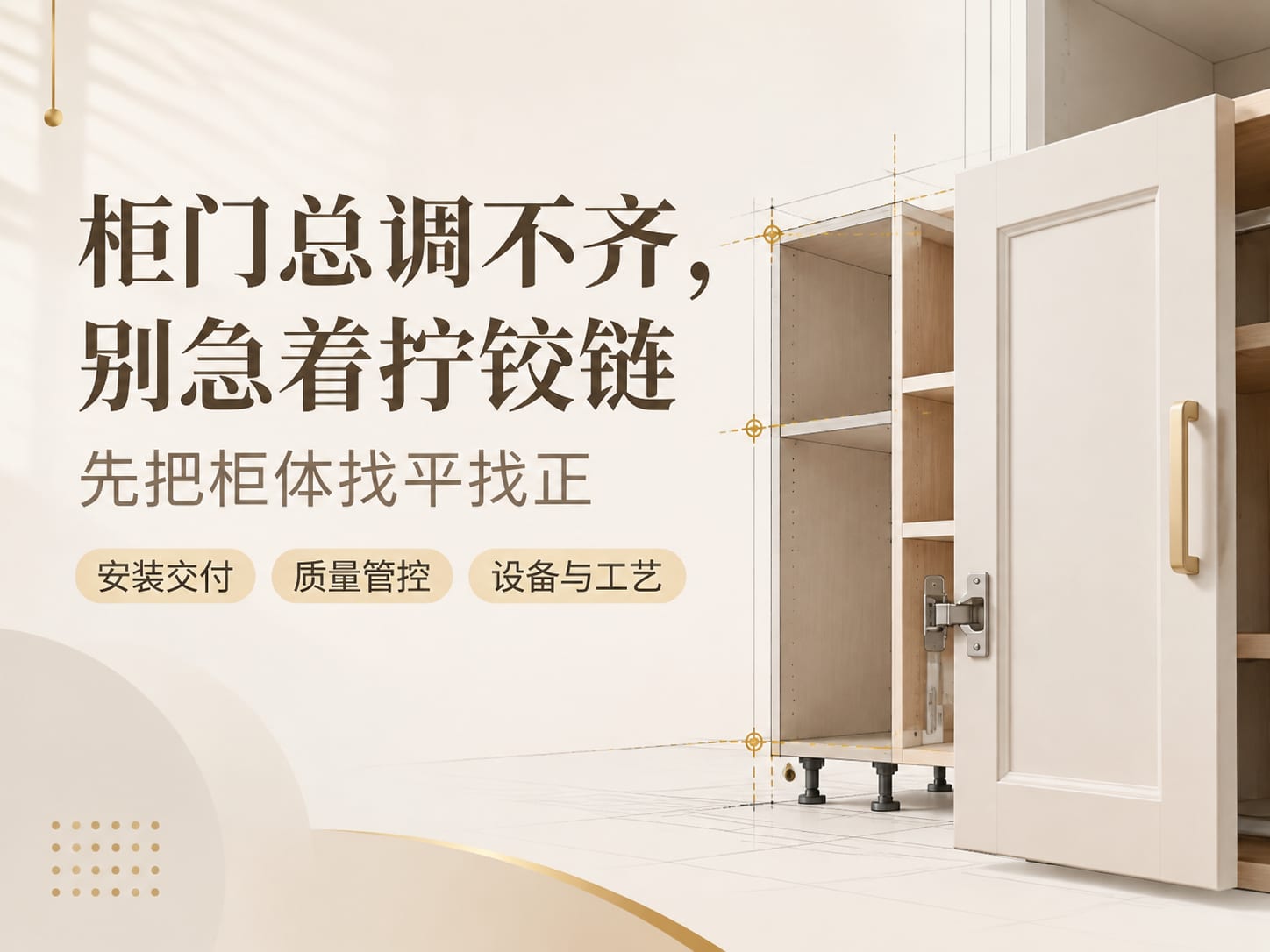 柜门总调不齐,别急着拧铰链:先把柜体找平找正