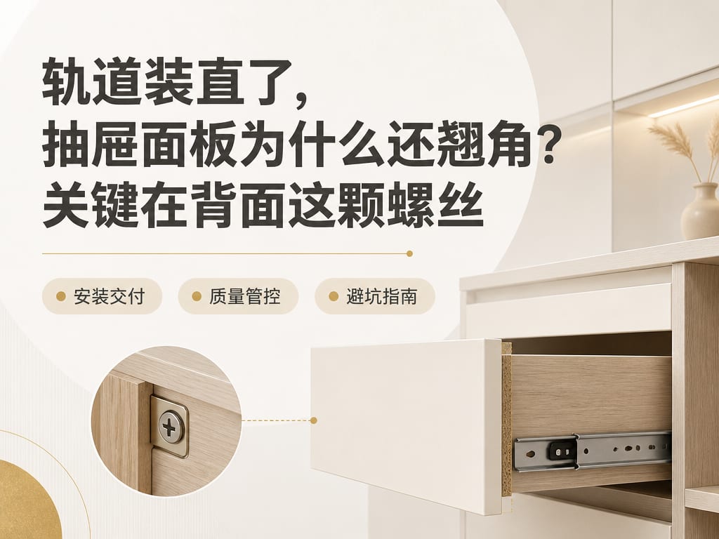 轨道装直了,抽屉面板为什么还翘角?关键在背面这颗螺丝