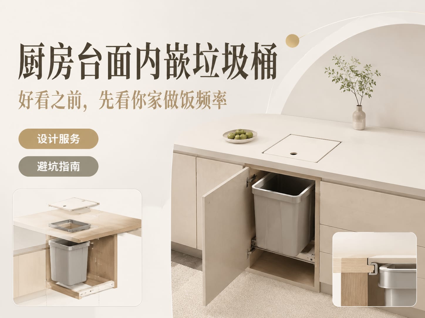 厨房台面内嵌垃圾桶：好看之前，先看你家做饭频率
