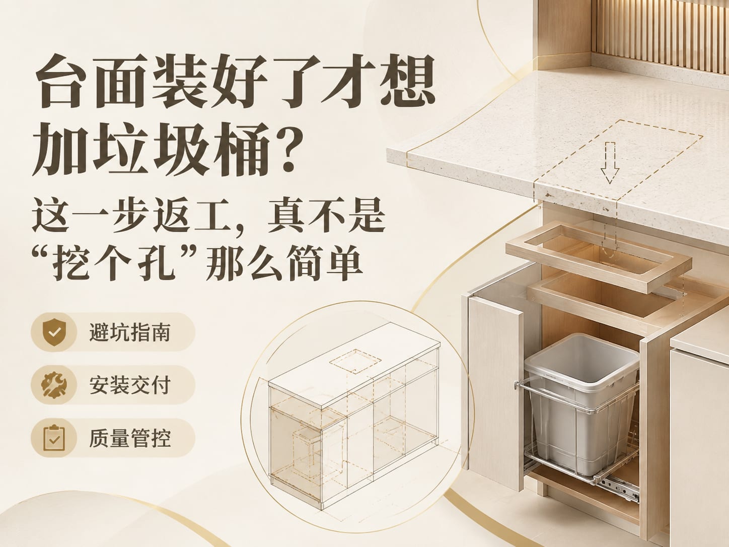 台面装好了才想加垃圾桶？这一步返工，真不是“挖个孔”那么简单