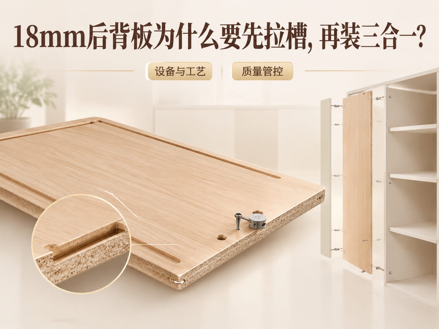 18mm后背板为什么要先拉槽，再装三合一？