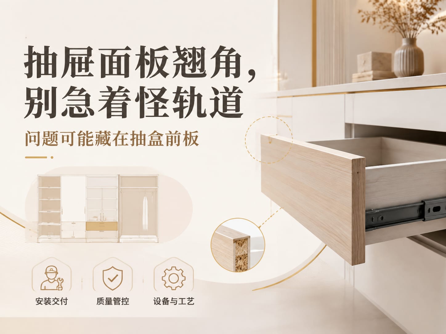 抽屉面板翘角，别急着怪轨道：问题可能藏在抽盒前板
