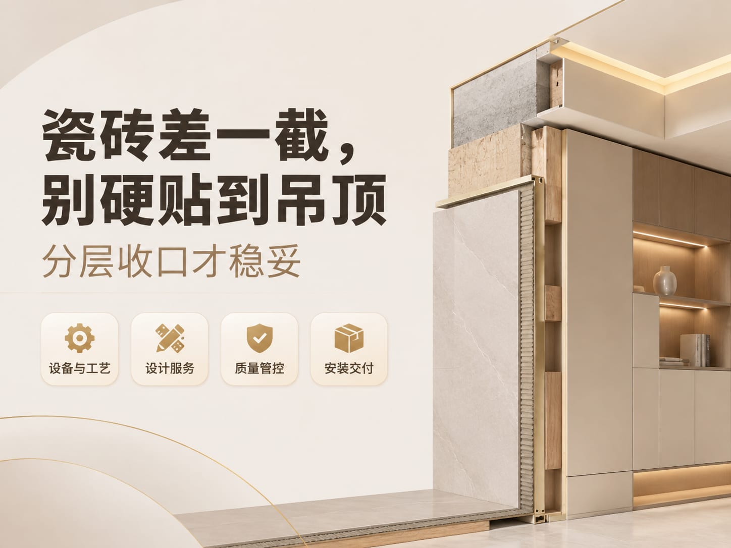 瓷砖差一截，别硬贴到吊顶：分层收口才稳妥