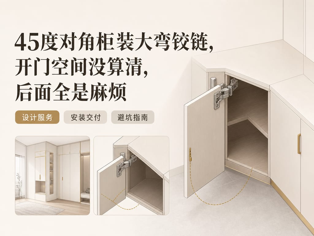 45度对角柜装大弯铰链，开门空间没算清，后面全是麻烦