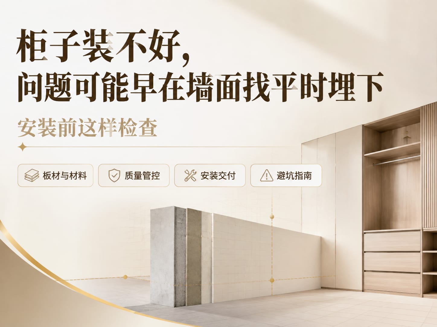 柜子装不好,问题可能早在墙面找平时埋下:安装前这样检查