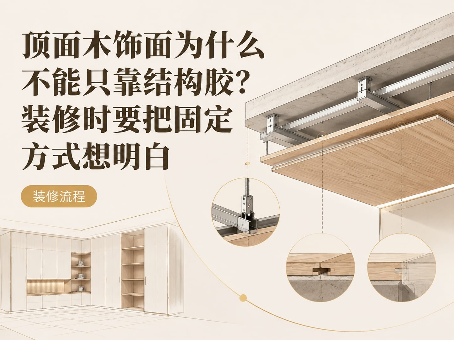顶面木饰面为什么不能只靠结构胶？装修时要把固定方式想明白