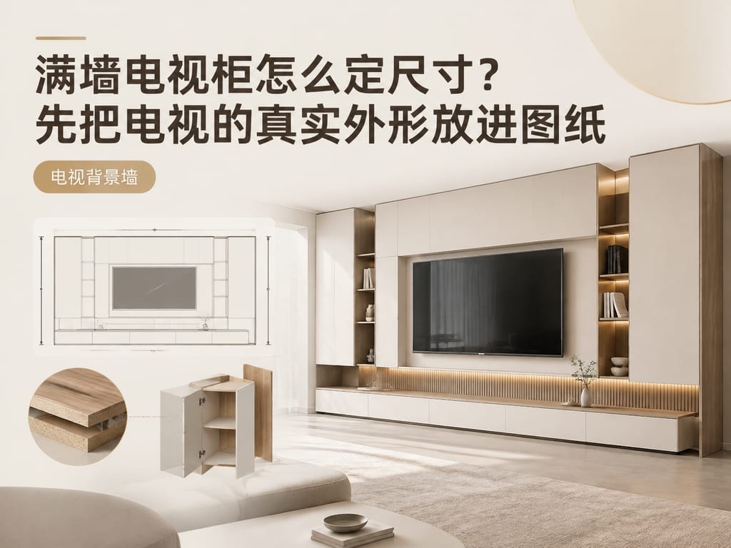 满墙电视柜怎么定尺寸?先把电视的真实外形放进图纸