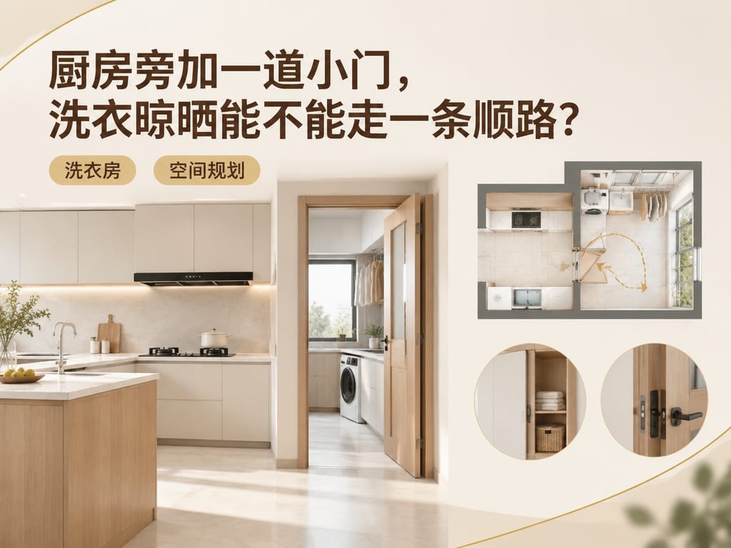 厨房旁加一道小门，洗衣晾晒能不能走一条顺路？