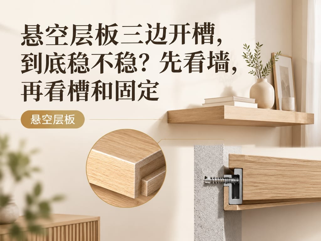 悬空层板三边开槽，到底稳不稳？先看墙，再看槽和固定