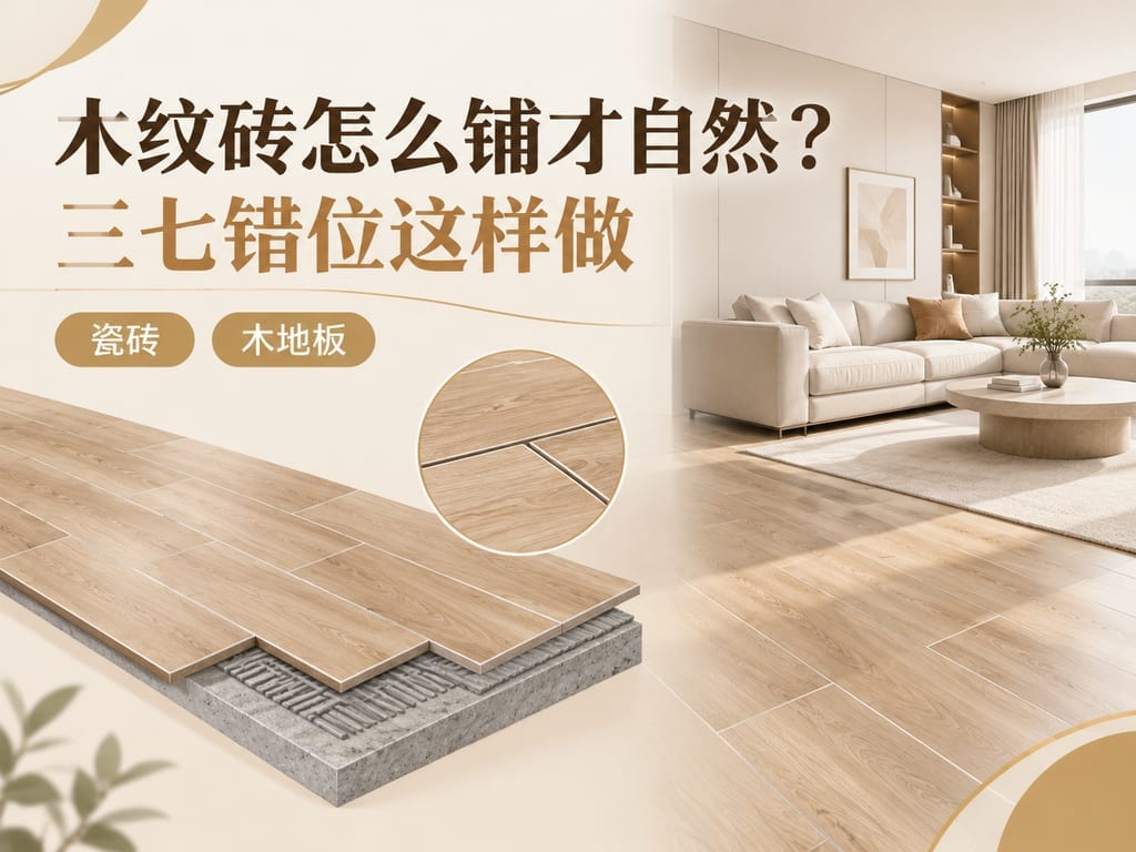 木纹砖怎么铺才自然？三七错位这样做