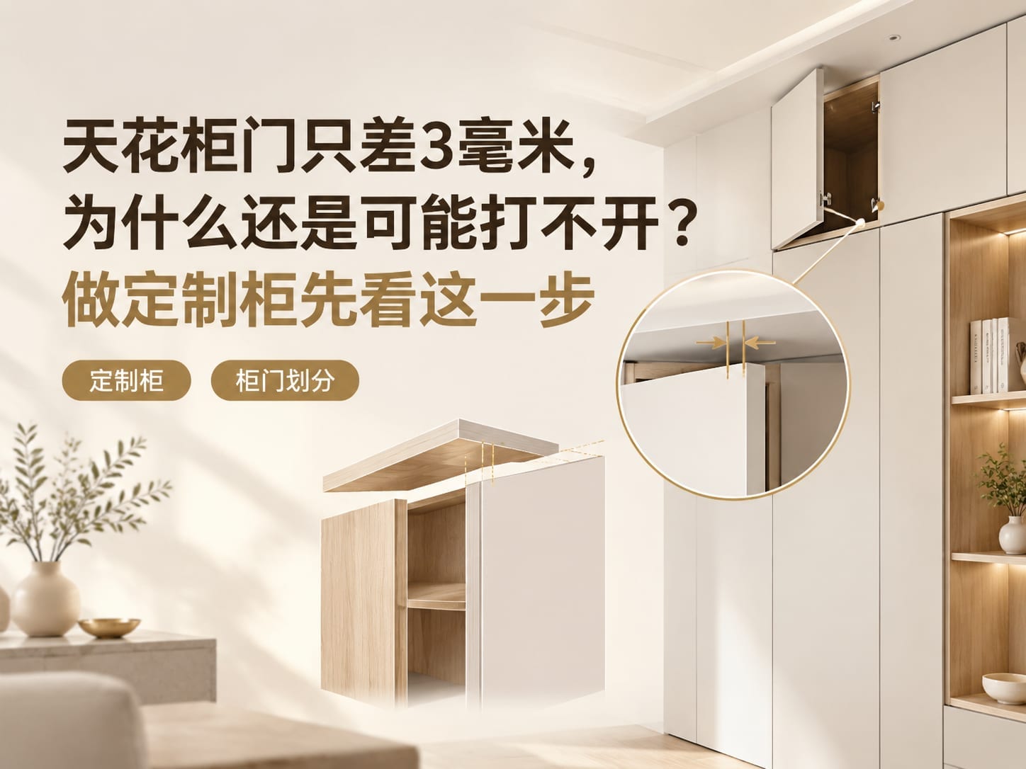 天花柜门只差3毫米，为什么还是可能打不开？做定制柜先看这一步