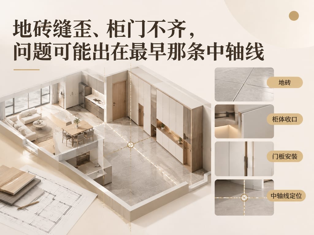 地砖缝歪、柜门不齐,问题可能出在最早那条中轴线