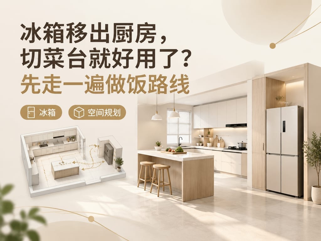 冰箱移出厨房，切菜台就好用了？先走一遍做饭路线