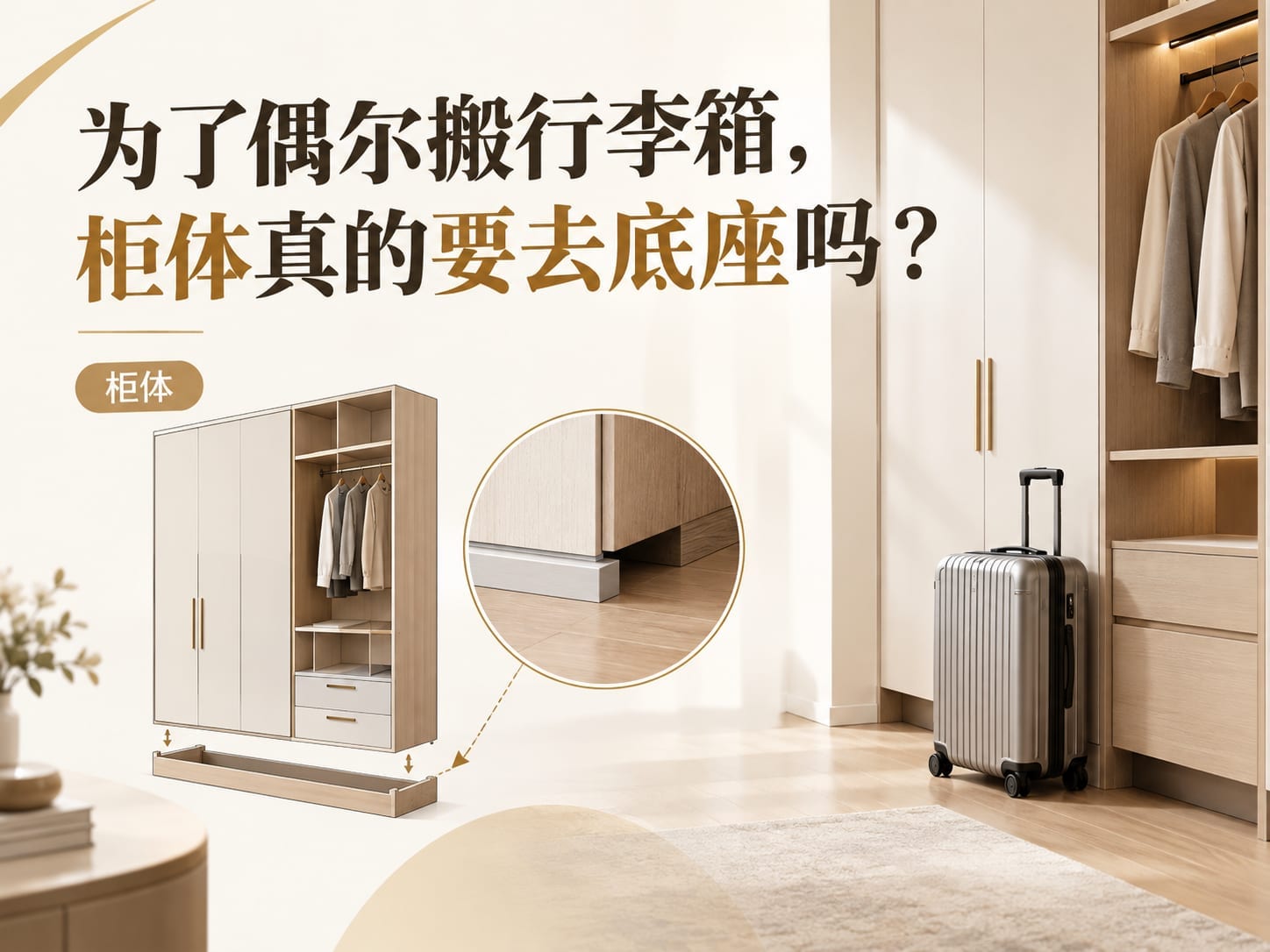 为了偶尔搬行李箱,柜体真的要去底座吗?