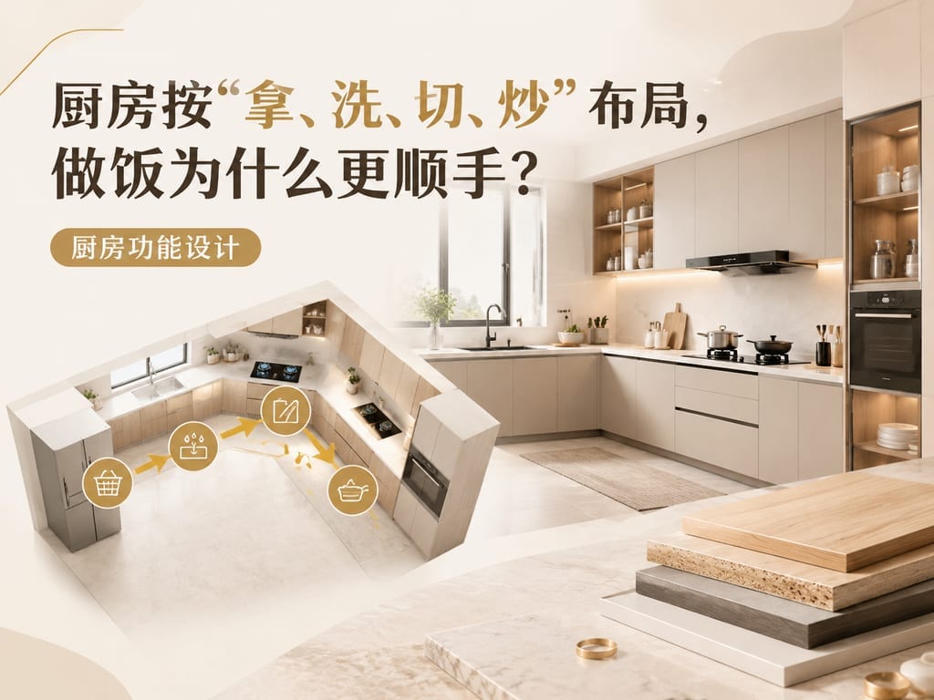 厨房按“拿、洗、切、炒”布局，做饭为什么更顺手？