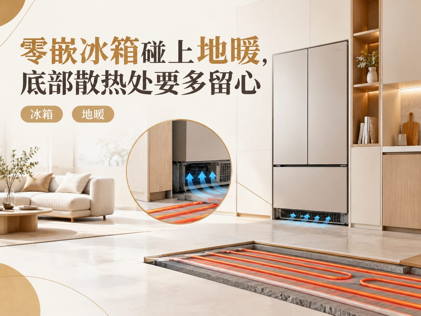 零嵌冰箱碰上地暖,底部散热处要多留心