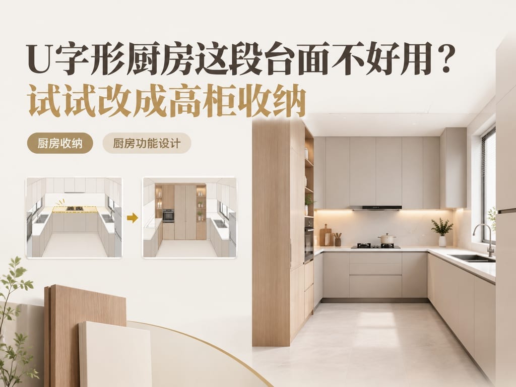 U字形厨房这段台面不好用？试试改成高柜收纳