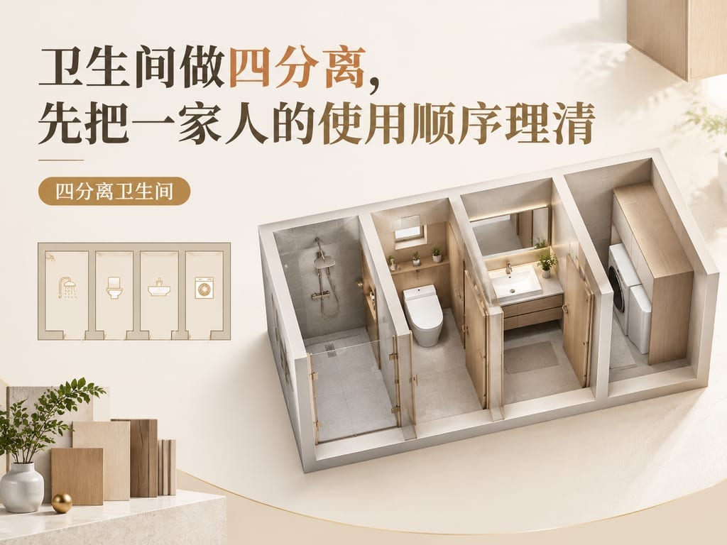 卫生间做四分离，先把一家人的使用顺序理清