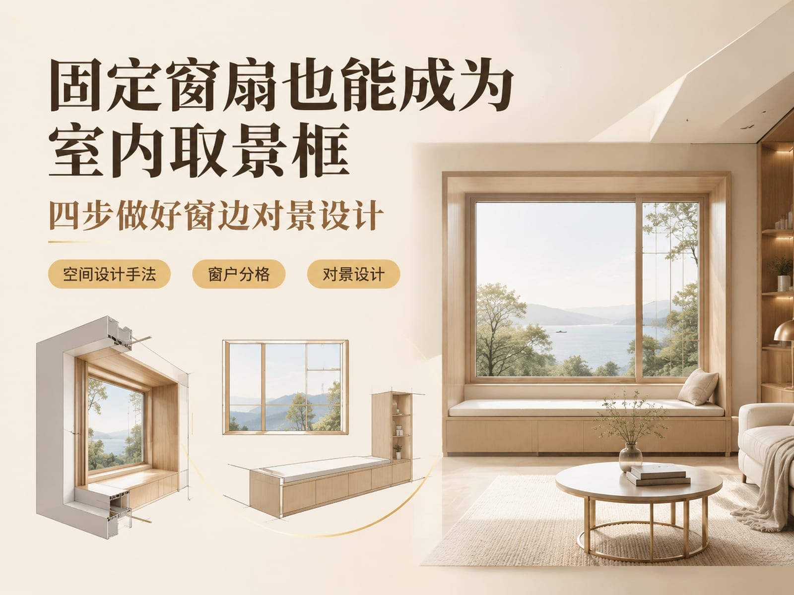 固定窗扇也能成为室内取景框:四步做好窗边对景设计