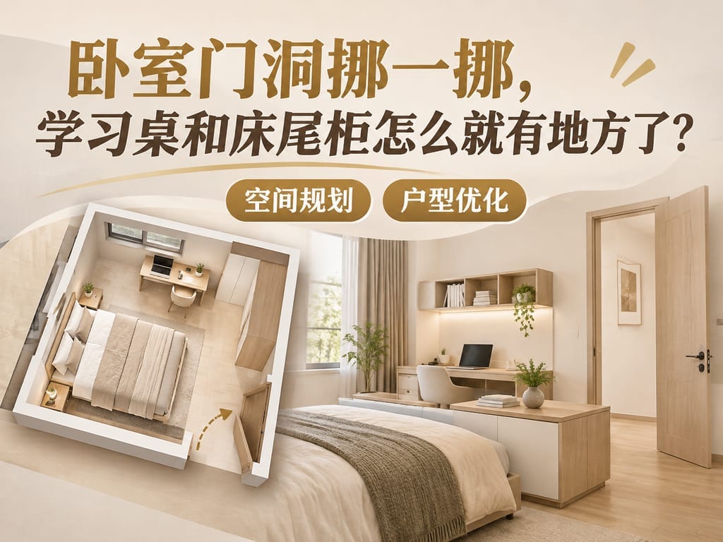 卧室门洞挪一挪，学习桌和床尾柜怎么就有地方了？