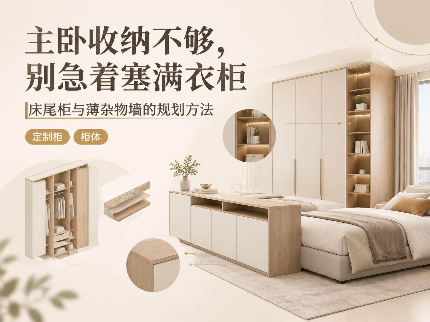 主卧收纳不够，别急着塞满衣柜：床尾柜与薄杂物墙的规划方法