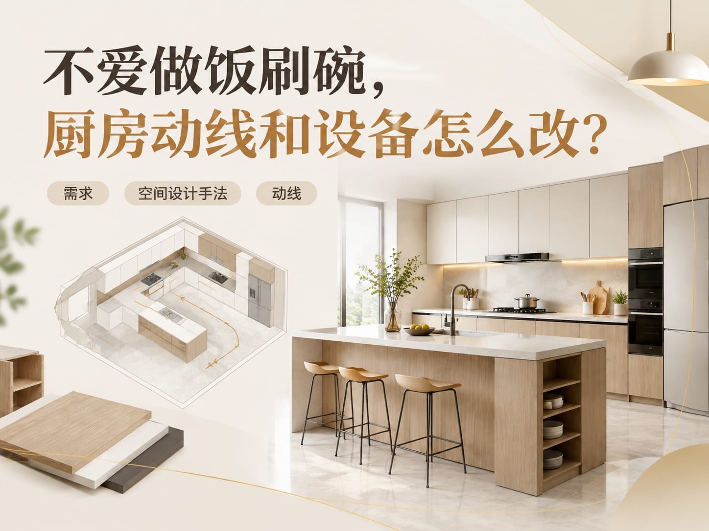 不爱做饭刷碗，厨房动线和设备怎么改？