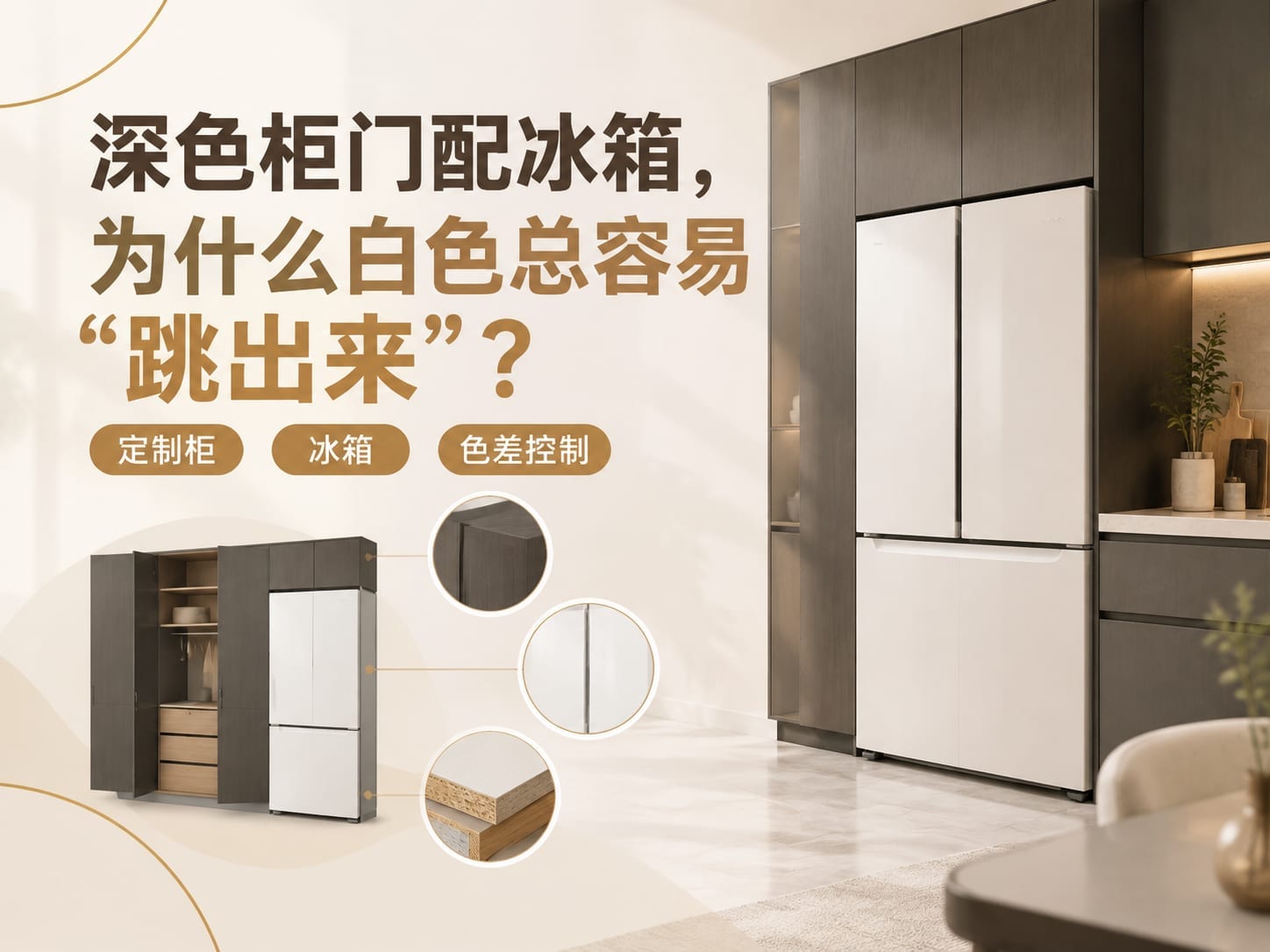深色柜门配冰箱，为什么白色总容易“跳出来”？