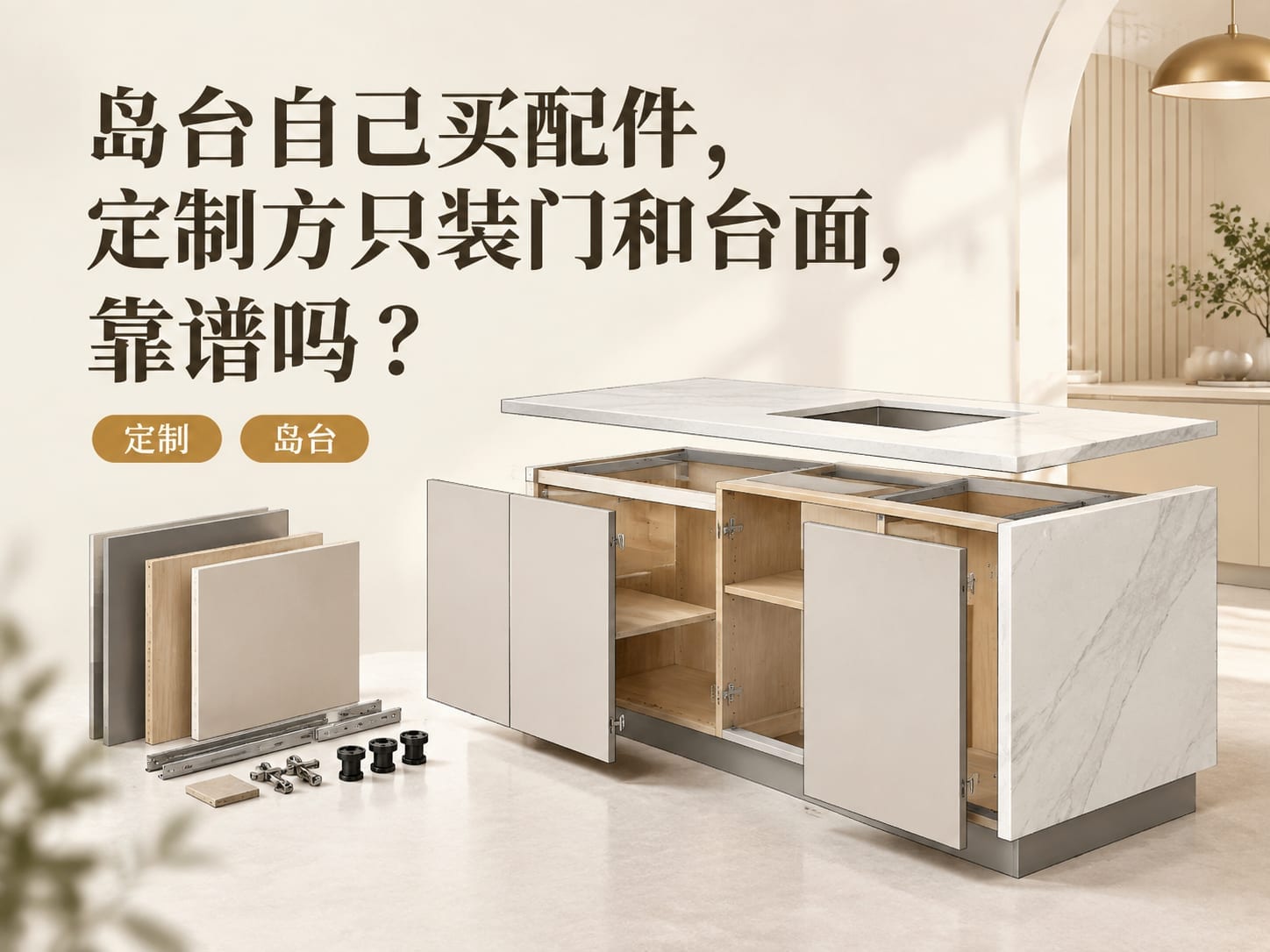 岛台自己买配件，定制方只装门和台面，靠谱吗？