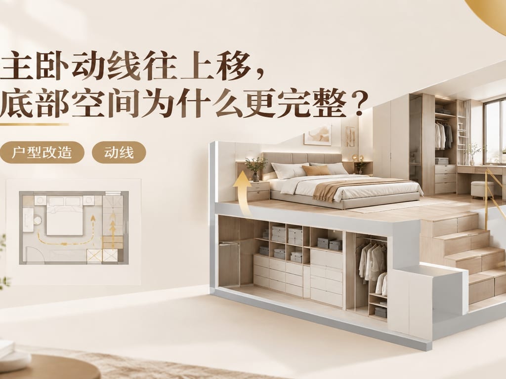 主卧动线往上移,底部空间为什么更完整?