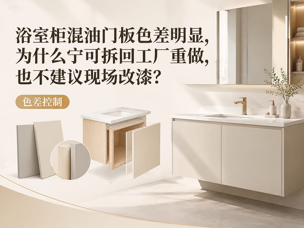 浴室柜混油门板色差明显，为什么宁可拆回工厂重做，也不建议现场改漆？
