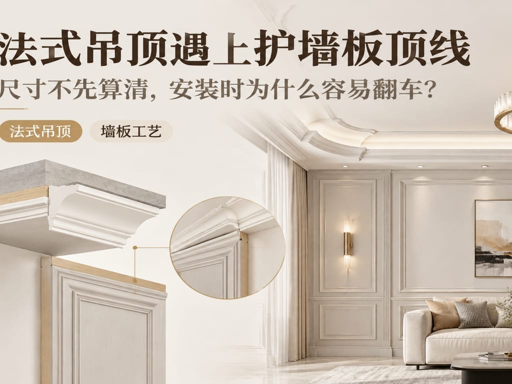 法式吊顶遇上护墙板顶线:尺寸不先算清,安装时为什么容易翻车?