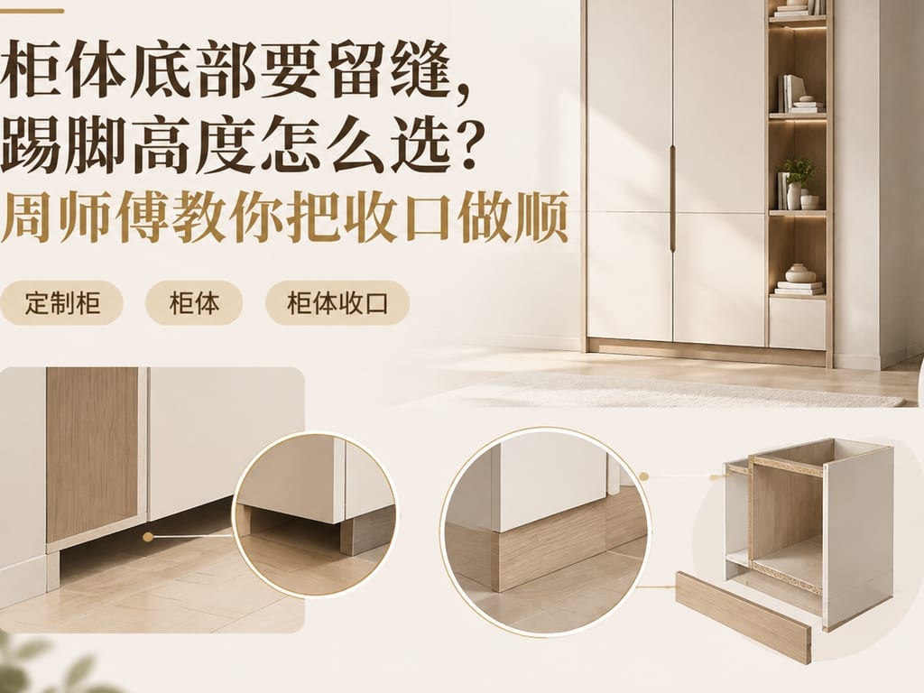 柜体底部要留缝，踢脚高度怎么选？周师傅教你把收口做顺