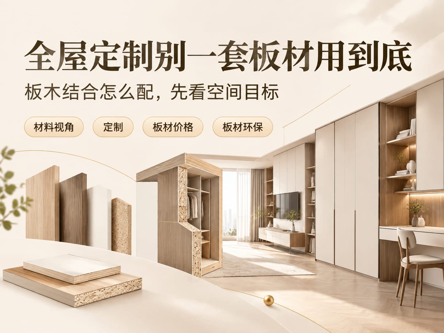 全屋定制别一套板材用到底：板木结合怎么配，先看空间目标