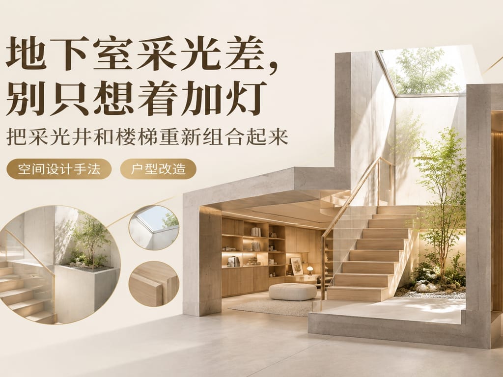 地下室采光差，别只想着加灯：把采光井和楼梯重新组合起来