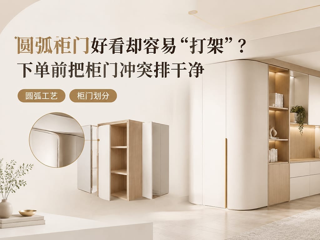 圆弧柜门好看却容易“打架”？下单前把柜门冲突排干净
