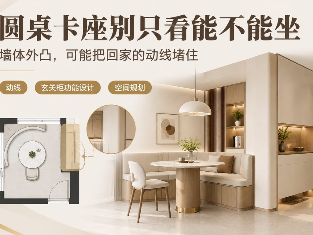 圆桌卡座别只看能不能坐:墙体外凸,可能把回家的动线堵住