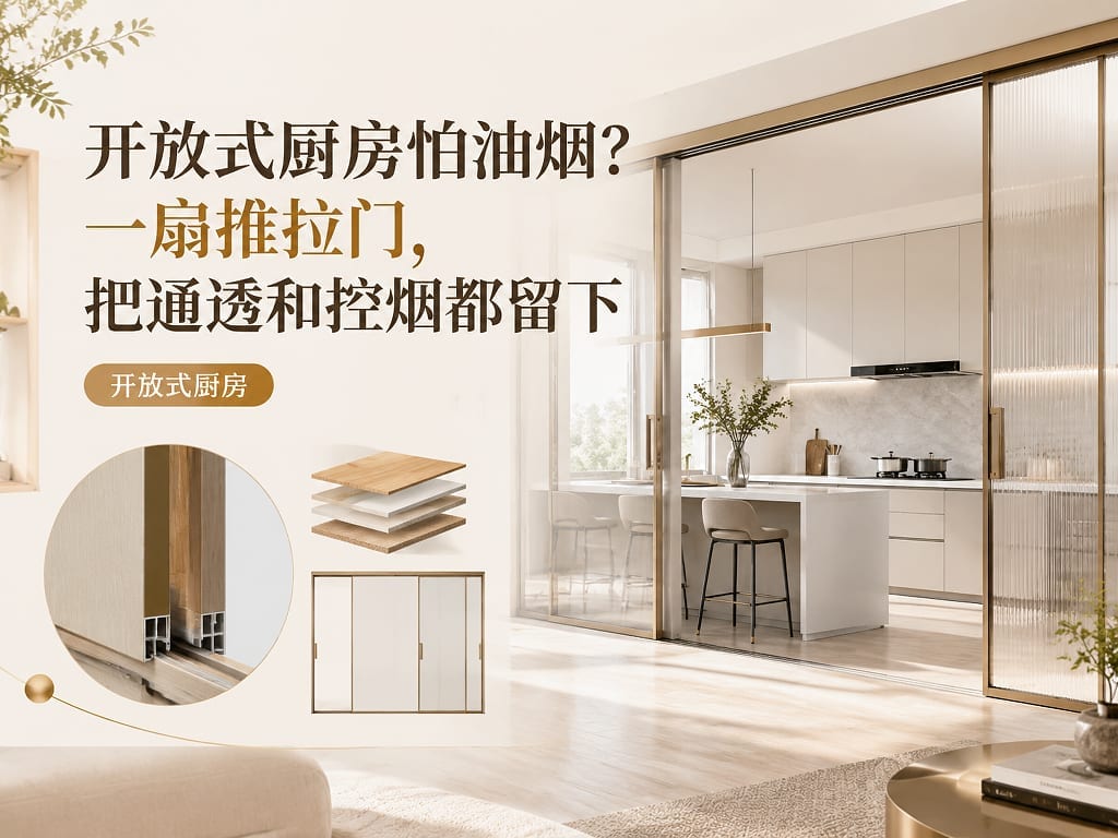 开放式厨房怕油烟?一扇推拉门,把通透和控烟都留下