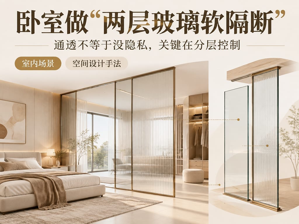 卧室做“两层玻璃软隔断”：通透不等于没隐私，关键在分层控制