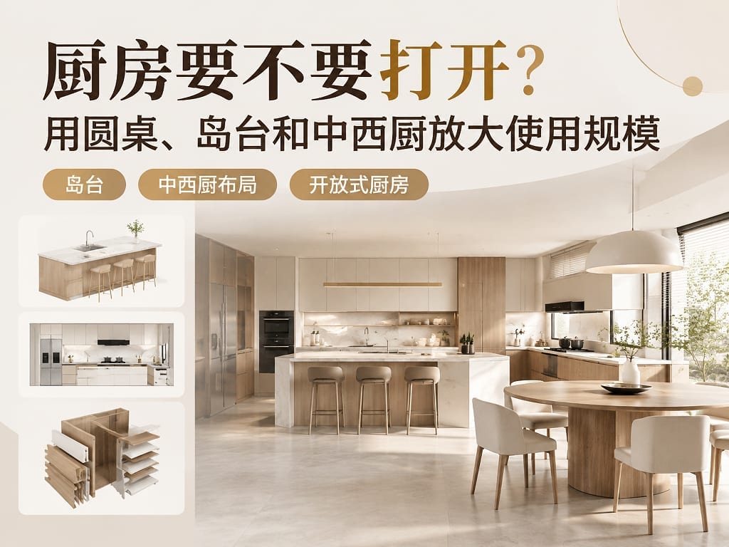 厨房要不要打开?用圆桌、岛台和中西厨放大使用规模