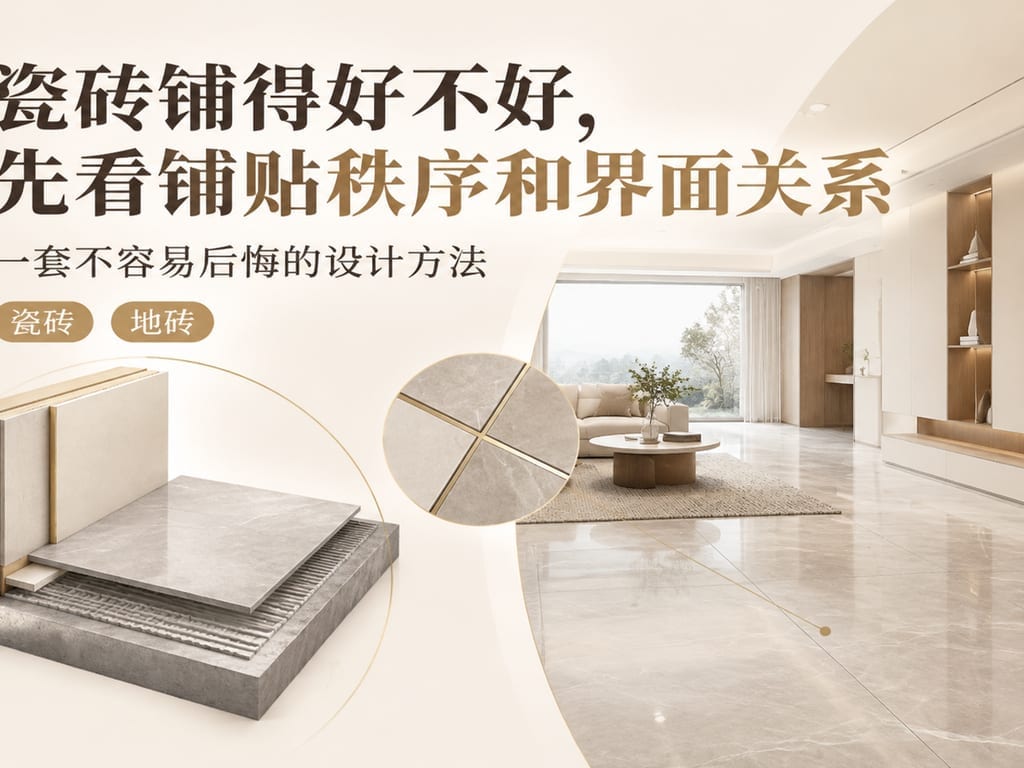 瓷砖铺得好不好，先看铺贴秩序和界面关系：一套不容易后悔的设计方法